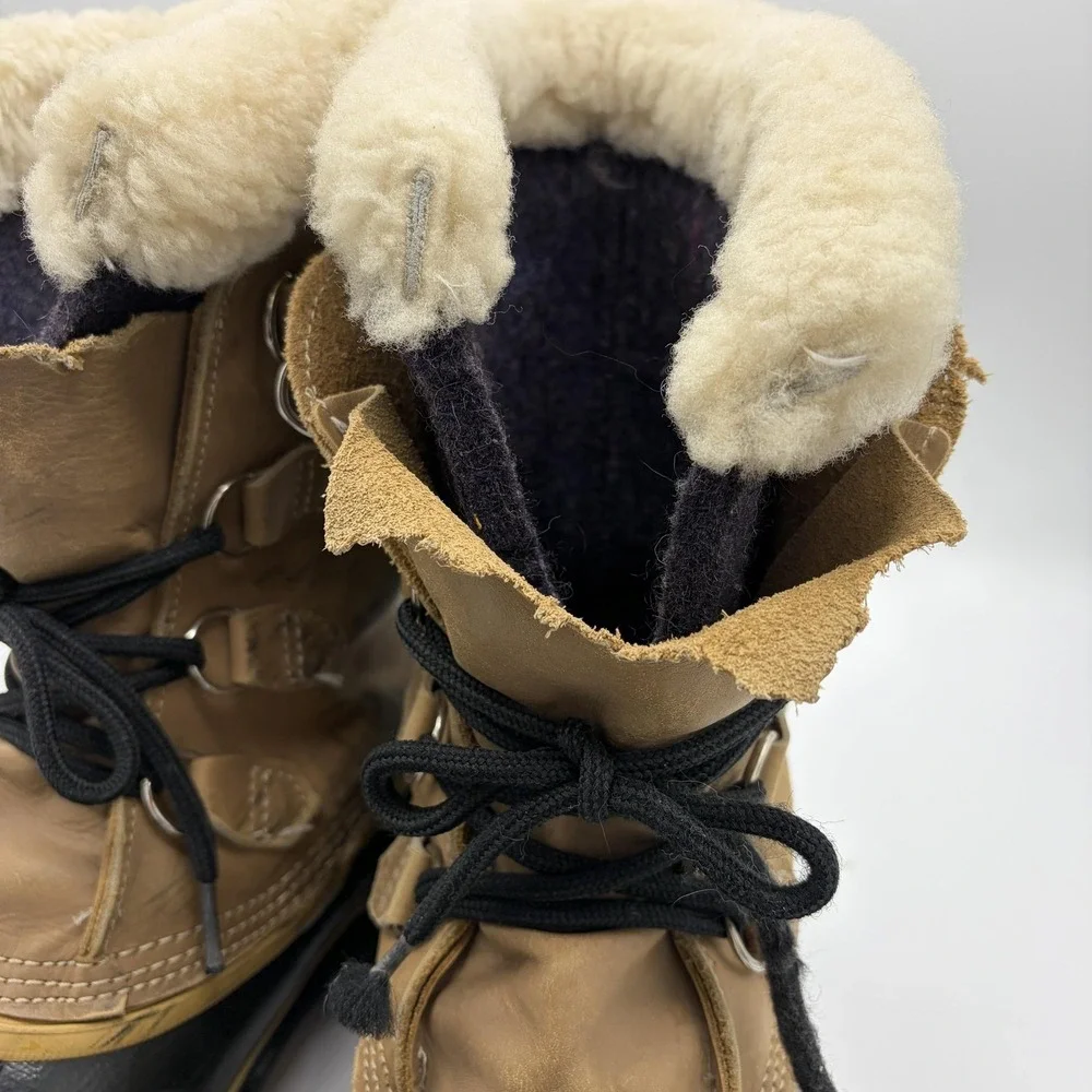 VTG Sorel Caribou Boots Mens 11 Brown Leather Winter Snow Waterproof Made Canada